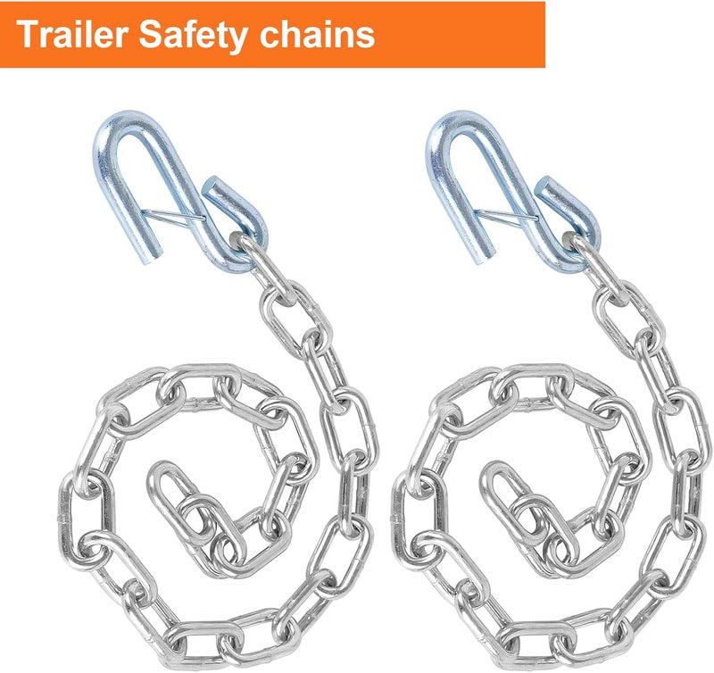 TeukRiGa 5/16" X 27" Grade 30 Steel Boat Trailer Safety Chain with Spring Clip Hooks 7000 lbs, 2 Pcs (5/16" X 27") - Image 5